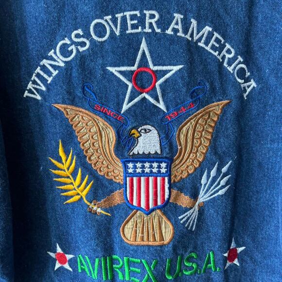 Vintage Avirex “Wings Over America” Denim & Nylon Jacket USA Embroidered - Picture 6 of 7